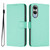 Samsung Galaxy S25 Edge 5G Skin Feel Solid Color Leather Phone Case with Lanyard - Mint Green