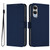 Samsung Galaxy S25 Edge 5G Skin Feel Solid Color Leather Phone Case with Lanyard - Navy Blue