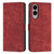 Samsung Galaxy S25 Edge 5G Skin Feel Stripe Pattern Leather Phone Case with Long Lanyard - Red