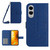 Samsung Galaxy S25 Edge 5G Skin Feel Sun Flower Embossed Flip Leather Phone Case with Lanyard - Dark Blue