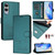 Samsung Galaxy S25 Edge 5G Smile Embossing RFID Leather Phone Case - Peacock Green