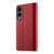 Samsung Galaxy S25 Edge 5G Stitching Multi-card Zipper Wallet Leather Phone Case with Short Strap - Red