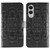 Samsung Galaxy S25 Edge 5G Sun Mandala Embossing Pattern Phone Leather Case - Black