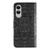 Samsung Galaxy S25 Edge 5G Sun Mandala Embossing Pattern Phone Leather Case - Black