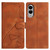 Samsung Galaxy S25 Edge 5G Triangles Embossed Leather Phone Case - Brown
