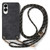 Samsung Galaxy S25 Edge 5G Vintage Leather PC Back Cover Phone Case with Crossbody Strap - Black