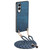 Samsung Galaxy S25 Edge 5G Vintage Leather PC Back Cover Phone Case with Crossbody Strap - Blue
