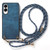 Samsung Galaxy S25 Edge 5G Vintage Leather PC Back Cover Phone Case with Crossbody Strap - Blue