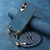 Samsung Galaxy S25 Edge 5G Vintage Leather PC Back Cover Phone Case with Crossbody Strap - Blue