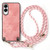 Samsung Galaxy S25 Edge 5G Vintage Leather PC Back Cover Phone Case with Crossbody Strap - Pink
