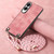 Samsung Galaxy S25 Edge 5G Vintage Leather PC Back Cover Phone Case with Crossbody Strap - Pink