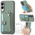 Samsung Galaxy S25 Edge 5G Wristband Kickstand Wallet Back Phone Case with Tool Knife - Green
