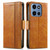 Moto G 2025 CaseNeo Splicing Dual Magnetic Buckle Leather Phone Case - Khaki