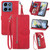 Moto G 2025 Embossed Flower Zipper Leather Phone Case - Red