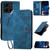 Moto G 2025 Grid Butterfly Embossed Pattern Leather Phone Case with Lanyard - Dark Blue