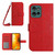 Moto G 2025 HT04 Skin Feel Sun Flower Embossed Flip Leather Phone Case with Lanyard - Wine Red