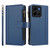 Moto G 2025 Magnetic Closure 9 Card Slots Zipper Leather Case with Hand Strap - Dark Blue