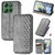 Moto G Power 2025 Cubic Grid Pressed Magnetic Leather Phone Case - Gray