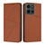 Moto G Stylus 2025 Global Strong Magnetic Frosted Flip Leather Phone Case - Coffee Color