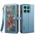 Motorola Edge 2025 ESEBLE Star Series Lanyard Zipper Wallet RFID Leather Case - Blue
