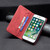 iPhone 7 / 8 / SE 2020 / SE 2022 Magnetic RFID Blocking Anti-Theft Leather Case with Holder & Card Slots & Wallet - Red