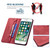 iPhone 7 / 8 / SE 2020 / SE 2022 Magnetic RFID Blocking Anti-Theft Leather Case with Holder & Card Slots & Wallet - Red