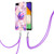 iPhone 7 / 8 / SE 2020 / SE 2022 Electroplating Splicing Marble TPU Phone Case with Lanyard - Light Purple