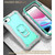 iPhone 7 / 8 / SE 2020 / SE 2022 PC + Rubber 3-layers Shockproof Protective Case with Rotating Holder - Grey White + Mint Green