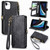 iPhone 7 / 8 / SE 2020 / SE 2022 Geometric Zipper Wallet Side Buckle Leather Phone Case - Black