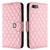 iPhone 7 / 8 / SE 2020 / SE 2022 Rhombic Texture Flip Leather Phone Case with Lanyard - Pink