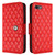 iPhone 7 / 8 / SE 2020 / SE 2022 Rhombic Texture Flip Leather Phone Case with Lanyard - Red