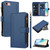 iPhone 7 / 8 / SE 2020 / SE 2022 Magnetic Closure 9 Card Slots Zipper Leather Case with Hand Strap - Dark Blue