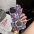 iPhone 7 / 8 / SE 2020 / SE 2022 Diamond Mirror Rabbit Handmade PC Phone Case - Purple Flower Mirror