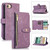 iPhone 7 / 8 / SE 2020 / SE 2022 Dream 9-Card Wallet Zipper Bag Leather Phone Case - Purple