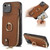 iPhone 7 / 8 / SE 2020 / SE 2022 Cross Leather Ring Vertical Zipper Wallet Back Phone Case - Brown