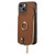 iPhone 7 / 8 / SE 2020 / SE 2022 Cross Leather Ring Vertical Zipper Wallet Back Phone Case - Brown