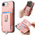 iPhone 7 / 8 / SE 2020 / SE 2022 Retro Magsafe Cross Leather Pull-Out Card Bag Back Phone Case - Pink