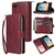 iPhone 7 / 8 / SE 2020 / SE 2022 Zipper Wallet Bag Horizontal Flip PU Leather Case with Holder & 9 Card Slots & Wallet & Lanyard & Photo Frame - Wine Red
