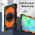 Samsung Galaxy Tab S10 FE / S9 Contrast Color Robot Silicone Hybrid PC Tablet Case - Black Orange