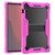 Samsung Galaxy Tab S10 FE+ Shockproof Silicone Hybrid PC Tablet Case with Holder - Black Rose Red