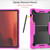 Samsung Galaxy Tab S10 FE+ Shockproof Silicone Hybrid PC Tablet Case with Holder - Black Rose Red