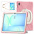 Samsung Galaxy Tab S10 FE+ Silicone Hybrid PC Tablet Case with Holder & Shoulder Strap - Pink