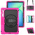 Samsung Galaxy Tab S10 FE+ Silicone Hybrid PC Tablet Case with Shoulder Strap - Rose Red