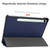 Samsung Galaxy Tab S9 FE / S10 FE Custer Pure Color 3-Fold Holder Smart Leather Tablet Case - Dark Blue