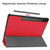 Samsung Galaxy Tab S9 FE+ / S10+ Custer Pure Color 3-Fold Holder Smart Leather Tablet Case - Red