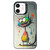 iPhone 12 Double Layer Color Silver Series Animal Oil Painting Phone Case - Big Eyed Cat