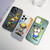 iPhone 13 Pro Double Layer Color Silver Series Animal Oil Painting Phone Case - Green Cat iPhone 13 Pro Double Layer Color Silver Series Animal Oil Painting Phone Case - Green Cat
