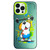 iPhone 14 Pro Double Layer Color Silver Series Animal Oil Painting Phone Case - Weightlifting Dog