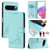Google Pixel 10 Global Cat Rat Embossed Pattern RFID Leather Phone Case with Lanyard - Mint Green