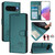Google Pixel 10 Global Cat Rat Embossed Pattern RFID Leather Phone Case with Lanyard - Peacock Green